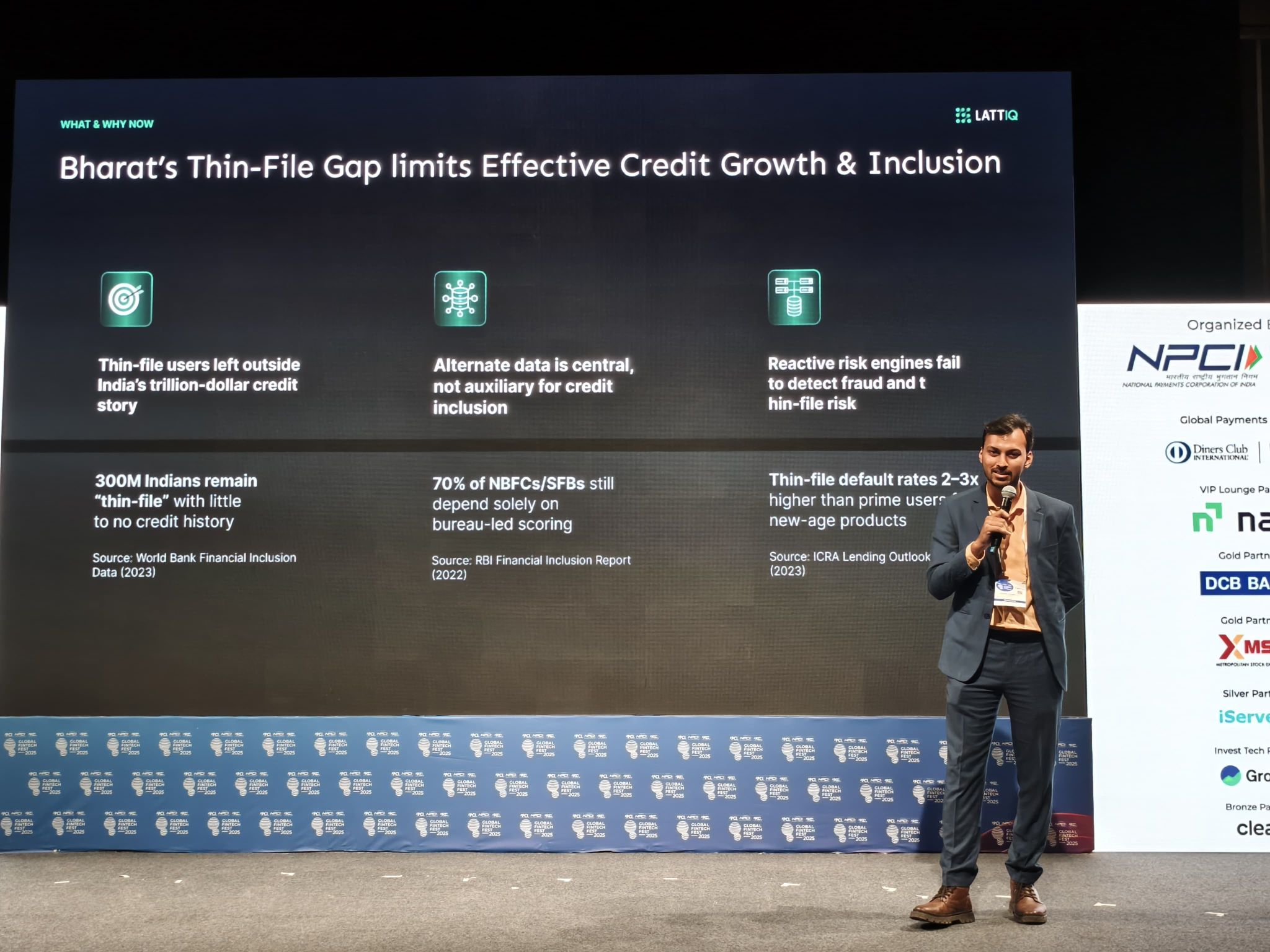 Hardik Katyarmal on stage - "Bharat's Thin-File Gap limits Effective Credit Growth & Inclusion"